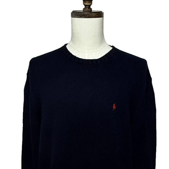 Vintage Polo Ralph Lauren Sweater Mens XL Blue Pullover Thick Warm Preppy - Picture 1 of 9